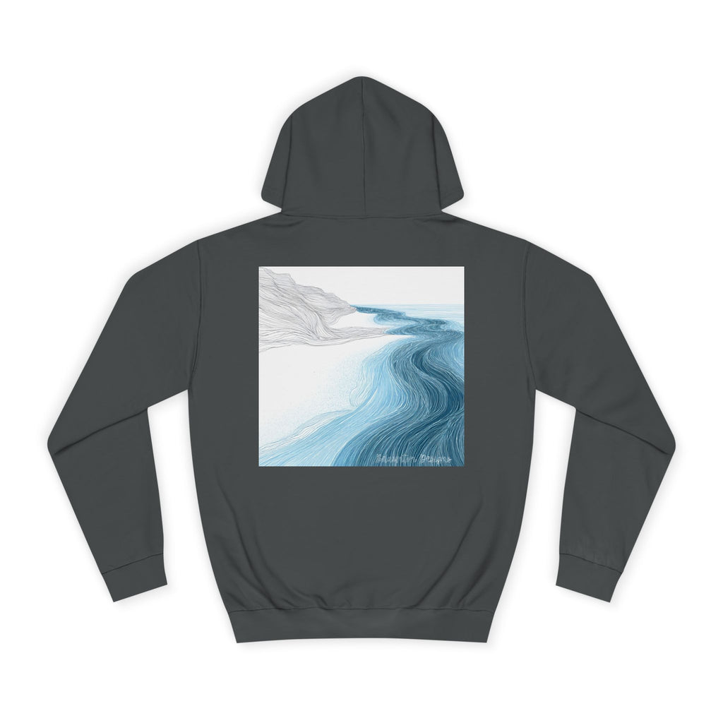 Ocean Wave College Hoodie — Blue Minimalist Campus Sweatshirt