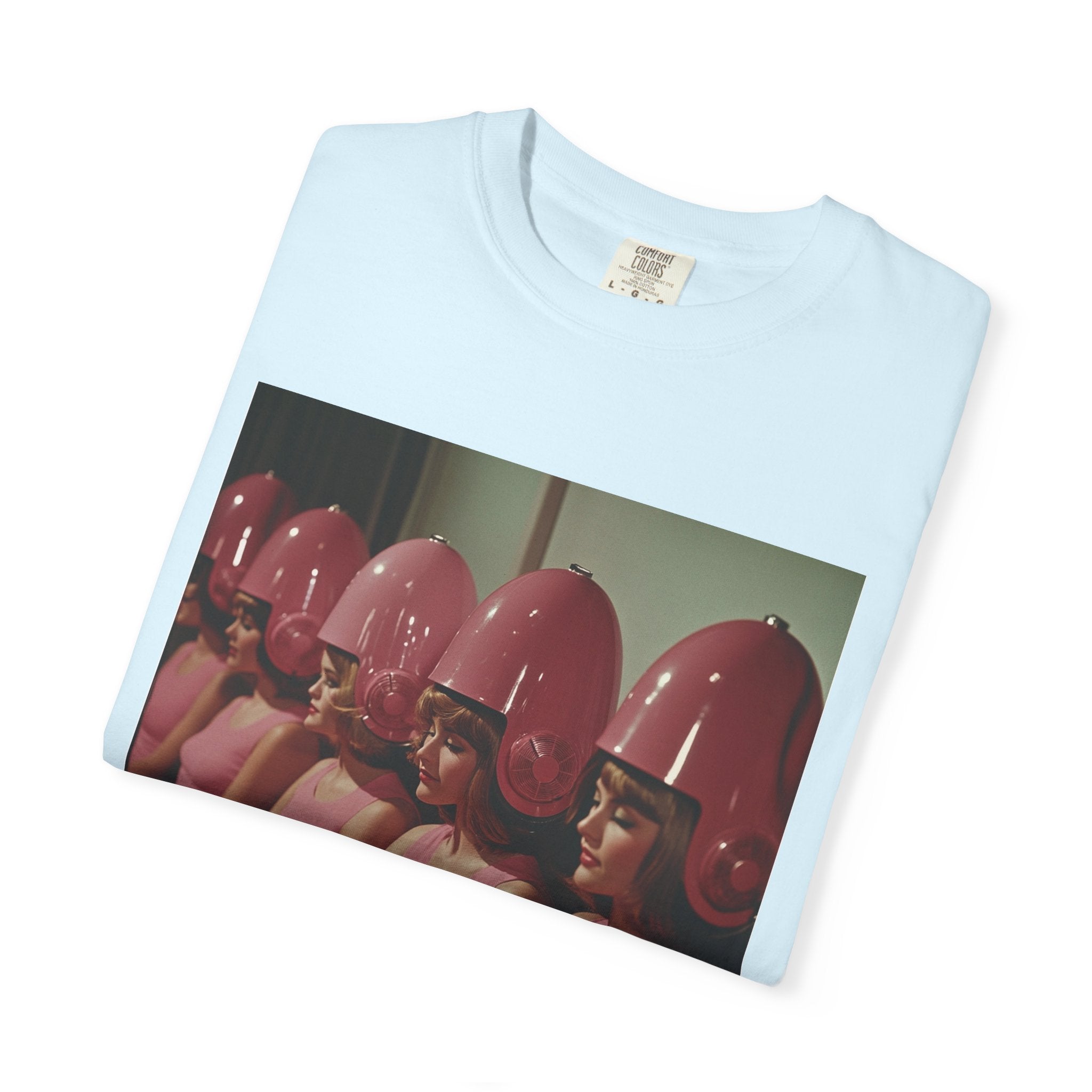 Retro Salon Photo T-Shirt — Vintage Pink Hair Dryer Print