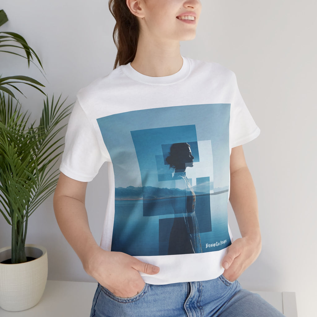 Blue Dreamscape Tee — Surreal Layered Silhouette T-Shirt