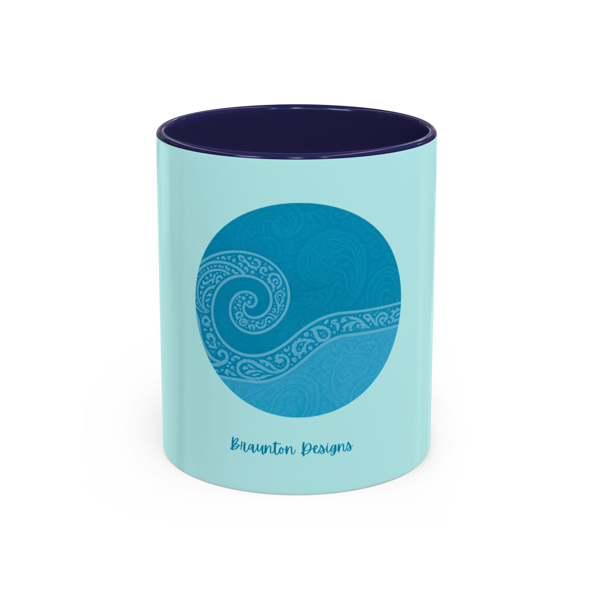 Blue Wave Accent Coffee Mug – Ocean Swirl 11/15oz Ceramic
