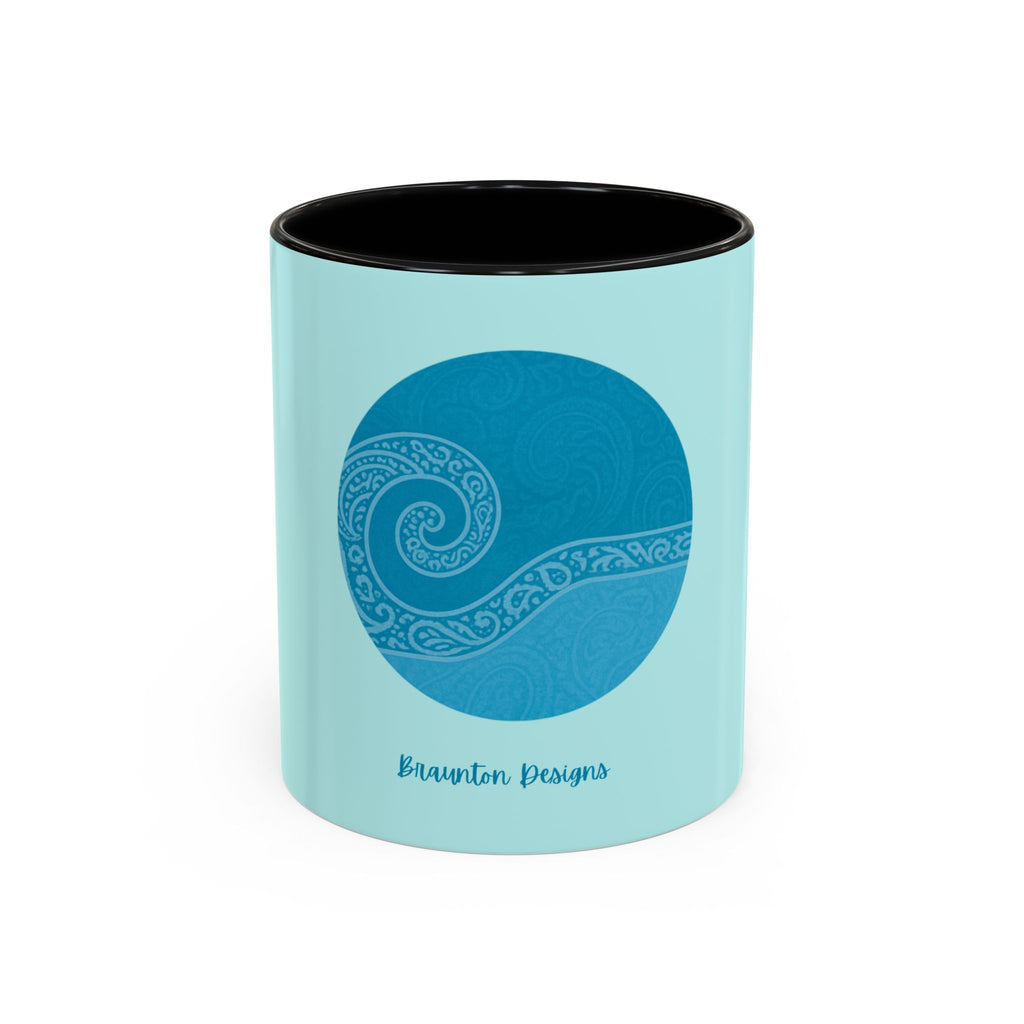 Blue Wave Accent Coffee Mug – Ocean Swirl 11/15oz Ceramic