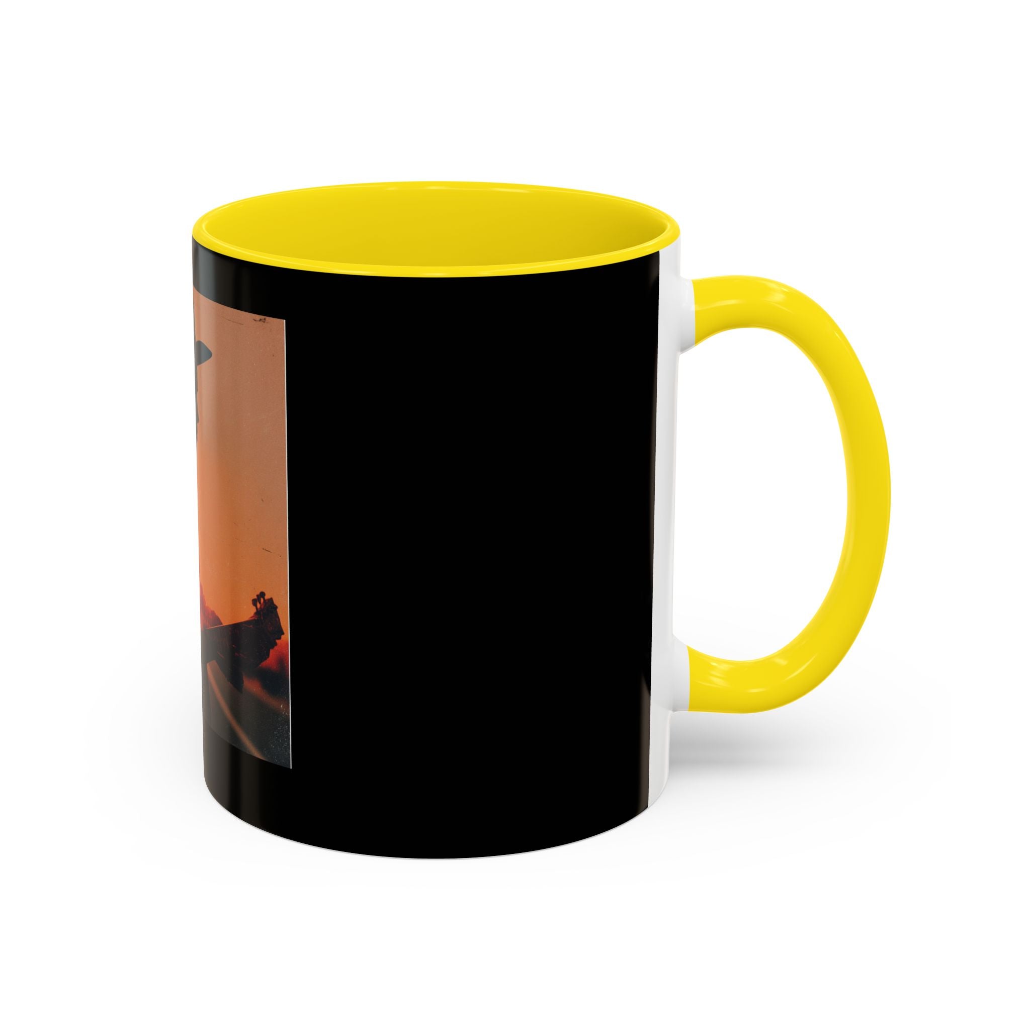 Sunset Guitarist Accent Coffee Mug — Silhouette Music Lover Gift
