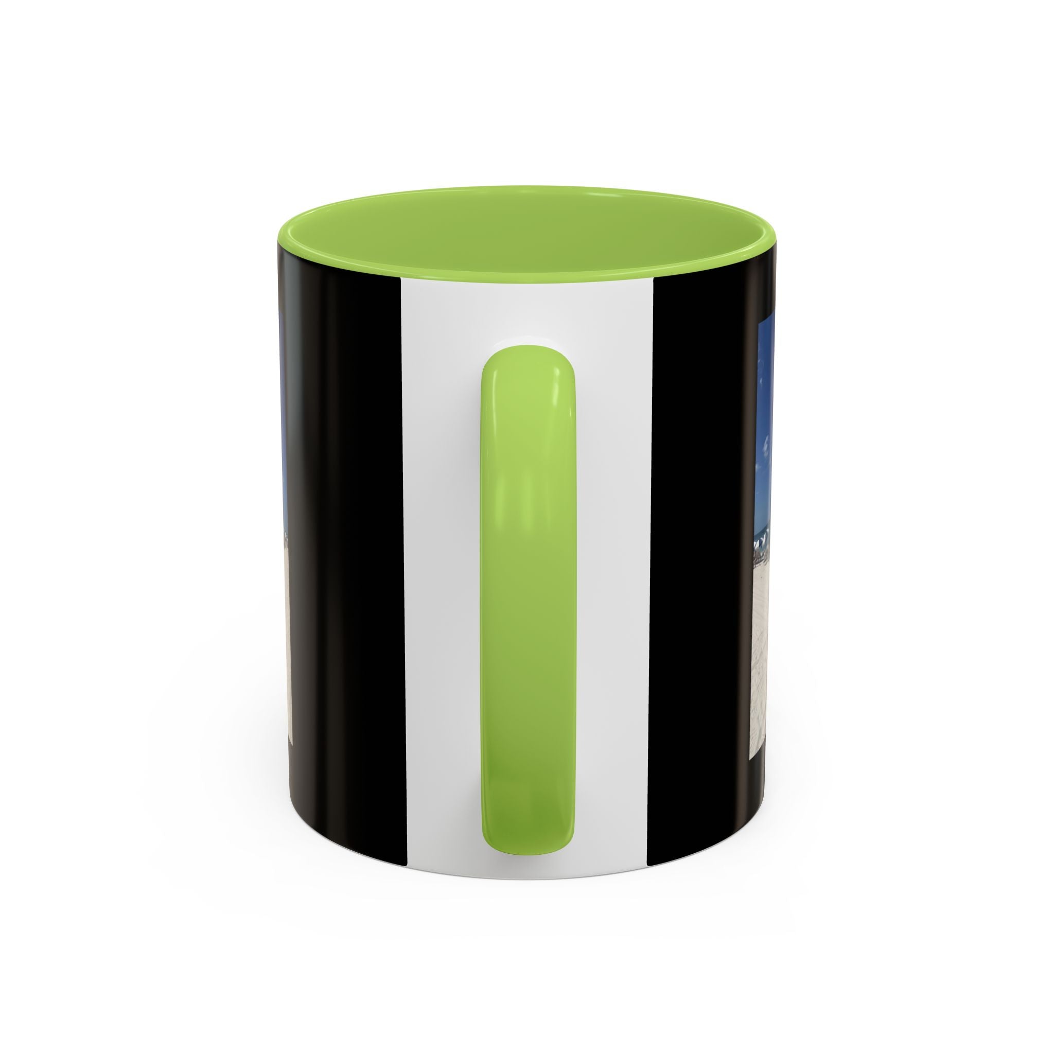 Beach Umbrellas Photo Coffee Mug — Scenic Oceanfront 11/15oz Accent Mug