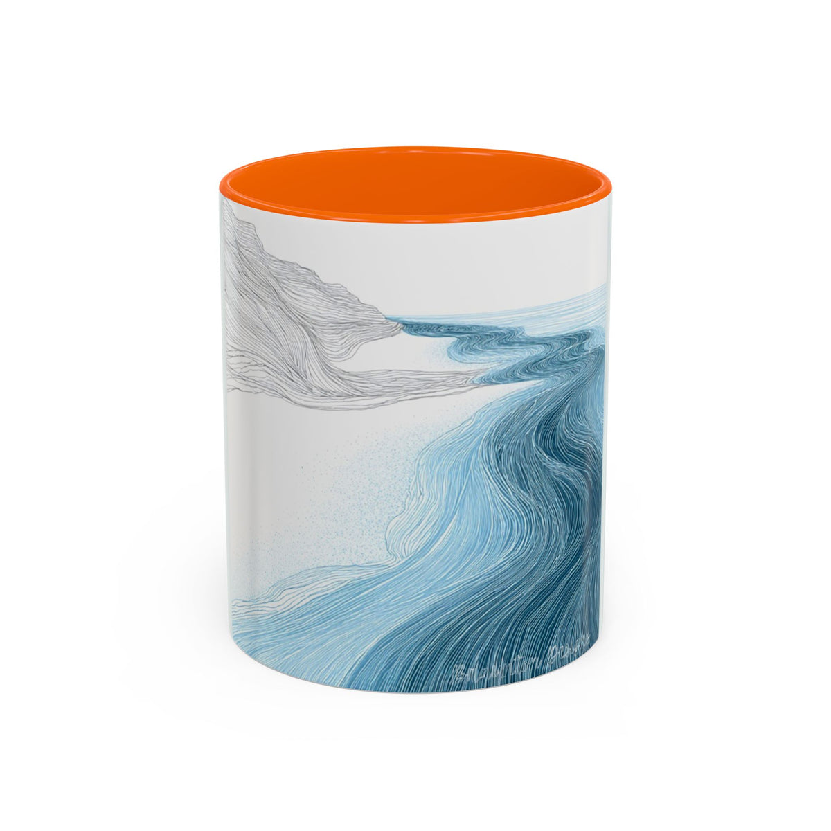 Blue Wave Accent Coffee Mug — Ocean Brushstroke Art (11/15oz)