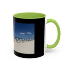 Beach Umbrellas Photo Coffee Mug — Scenic Oceanfront 11/15oz Accent Mug