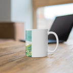 Coastal Beach Scene Mug | Seaside Cliff Painting Ceramic Mug