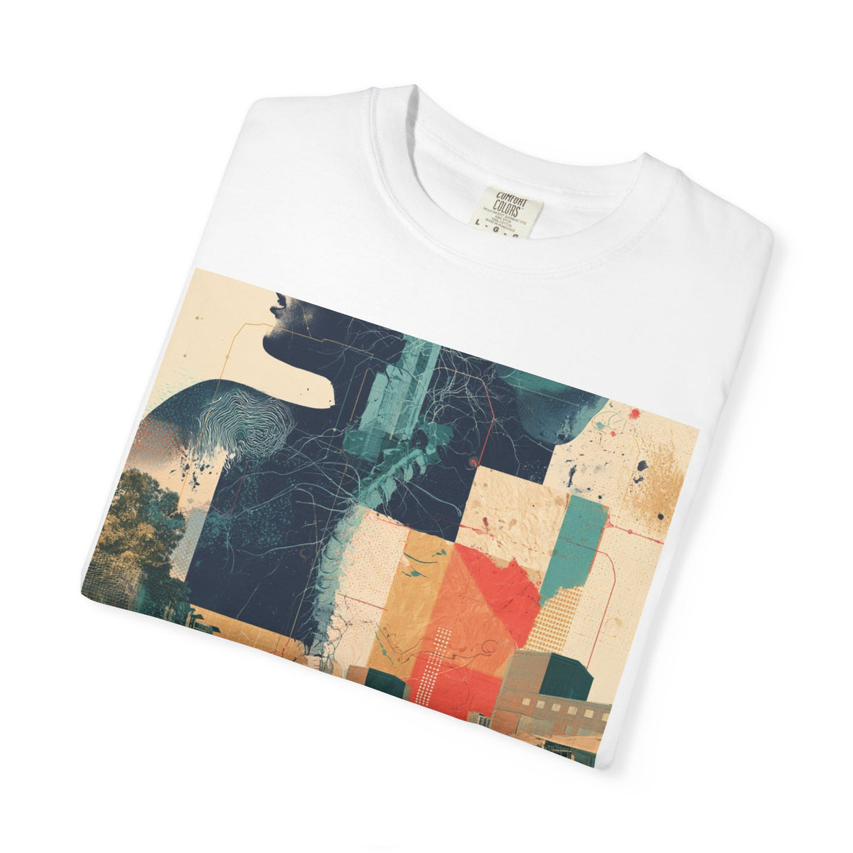 Abstract Cityscape T-Shirt — Vintage Collage Graphic Tee