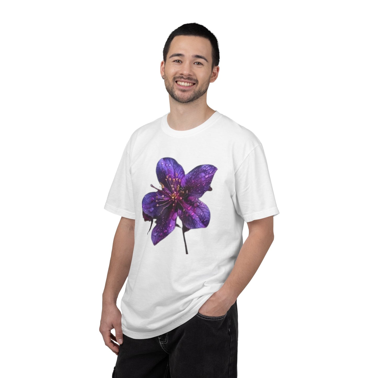 Purple Flower Graphic T-Shirt | Trendy Floral Unisex Jersey Tee | Nature Lover Gift | Aesthetic Summer Casual Wear