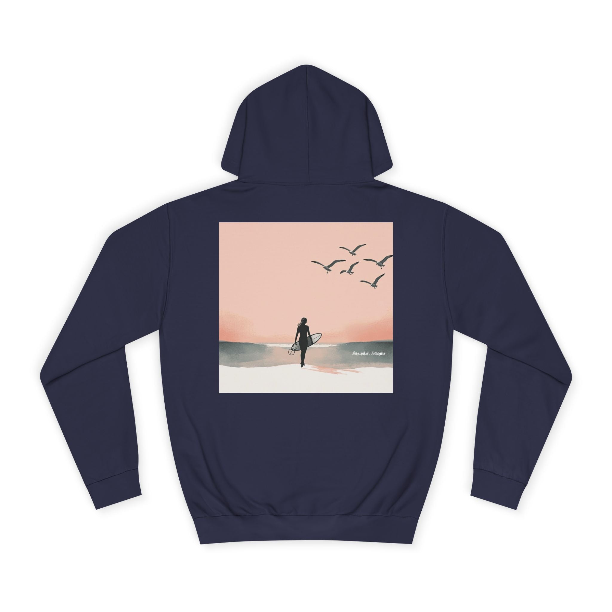 Surfer Silhouette Hoodie — Beach Sunset Graphic Pullover