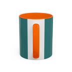 Surfing Art Coffee Mug — Teal Accent Ceramic Mug with Surfer Painting (11/15 oz)