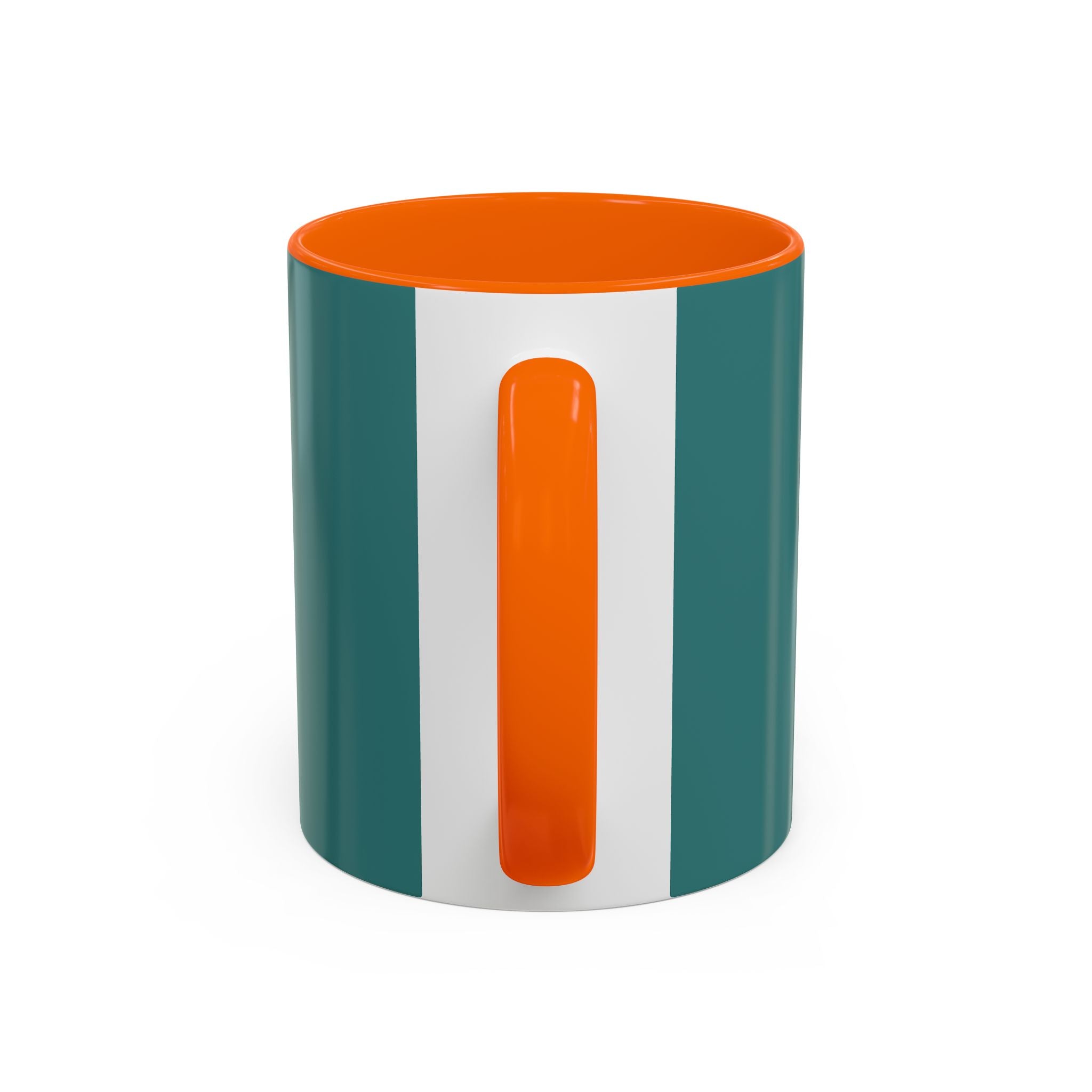 Surfing Art Coffee Mug — Teal Accent Ceramic Mug with Surfer Painting (11/15 oz)