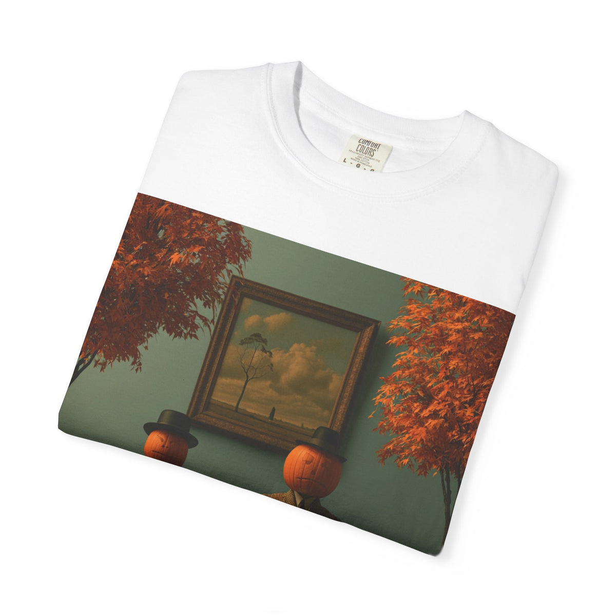 Surreal Pumpkin Heads Art T-Shirt — Autumn Vintage Living Room Design