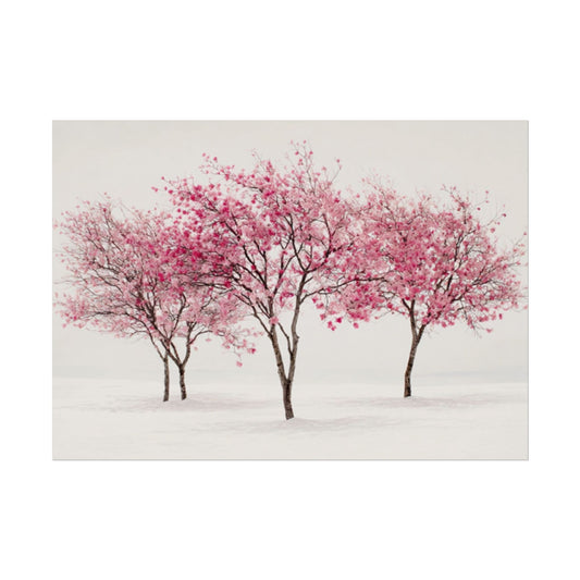 Pink Blossom Tree Rolled Poster | Cherry Blossom Wall Art, Minimal Landscape Print