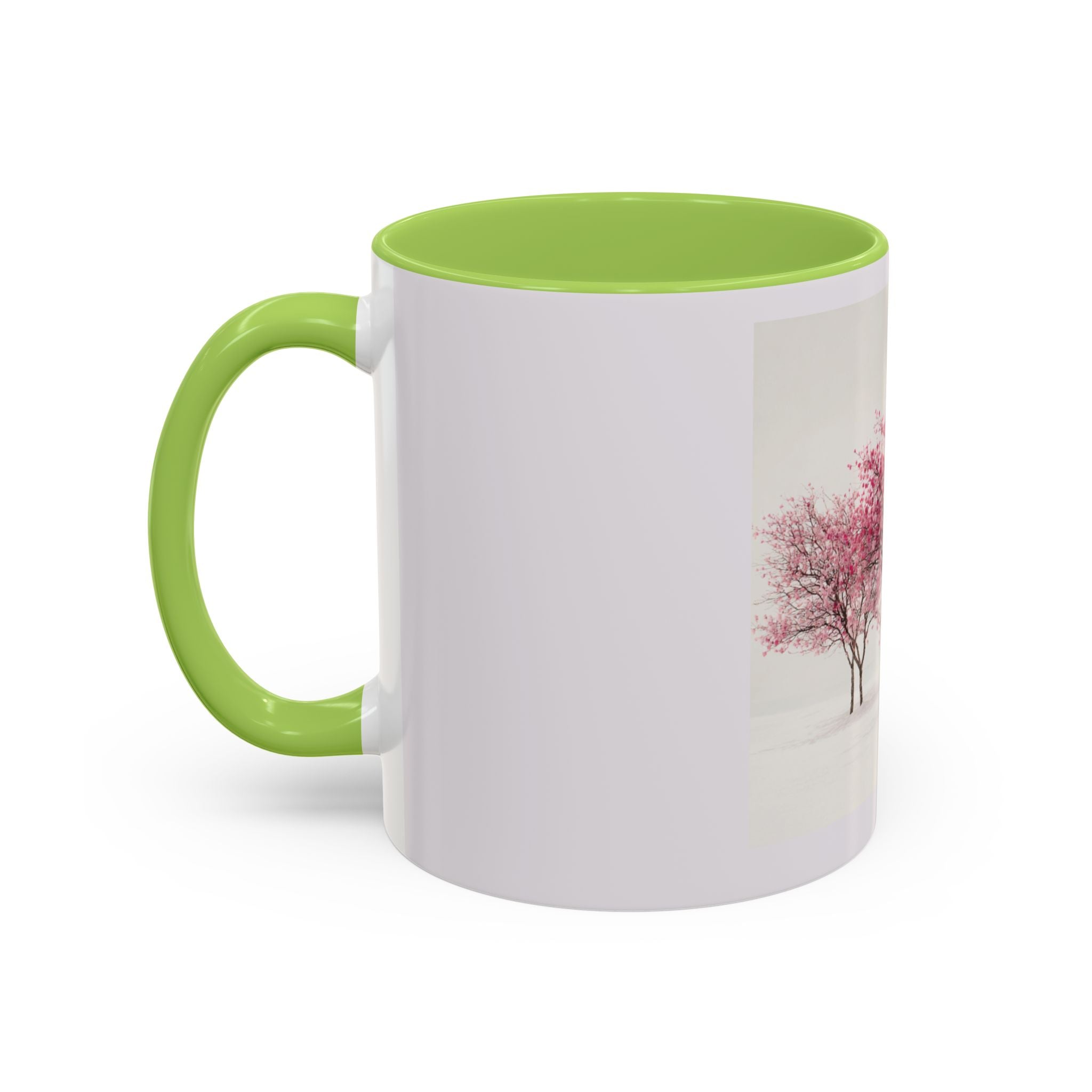 Cherry Blossom Accent Coffee Mug — Pink Tree Ceramic Mug (11/15oz)