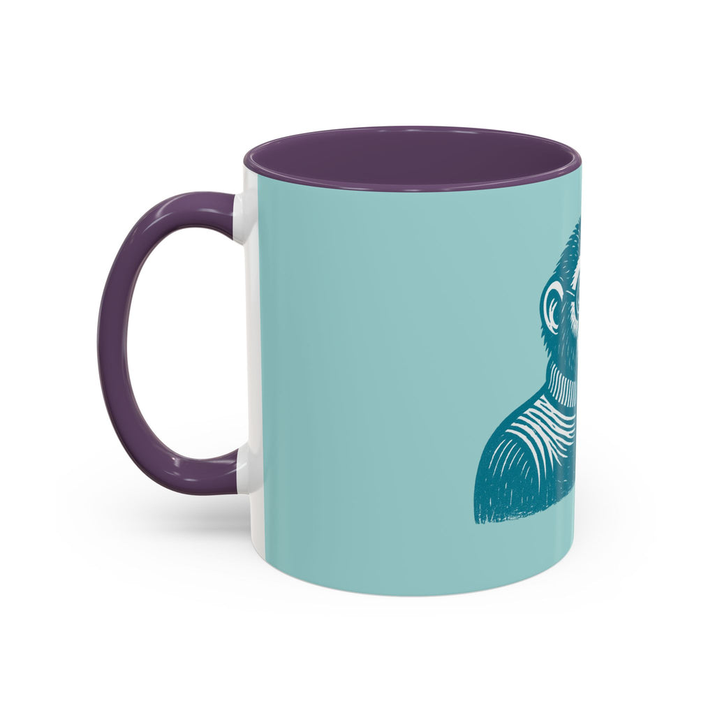 Retro Monkey Coffee Mug — Cute Chimp with 'Braunton Designs' Cup | Fun Gift for Coffee Lovers