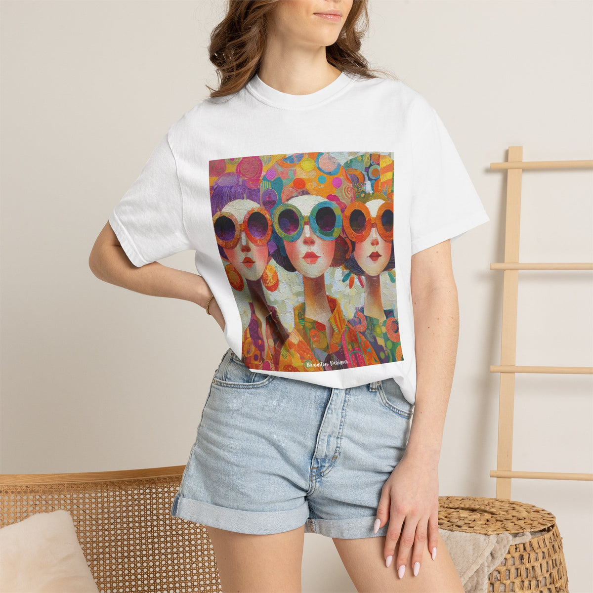 Retro Trio Art Tee — Colorful Vintage Sunglasses Graphic T‑Shirt