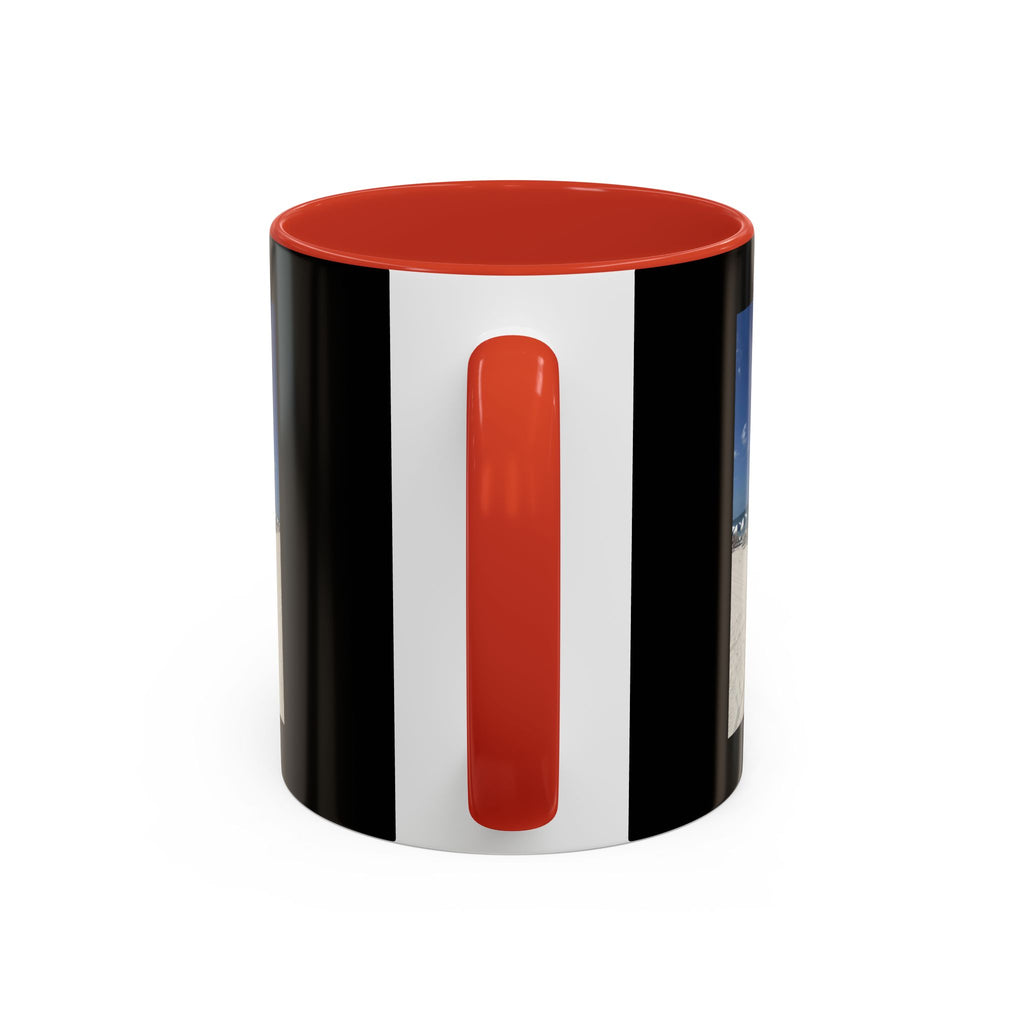 Beach Umbrellas Photo Coffee Mug — Scenic Oceanfront 11/15oz Accent Mug