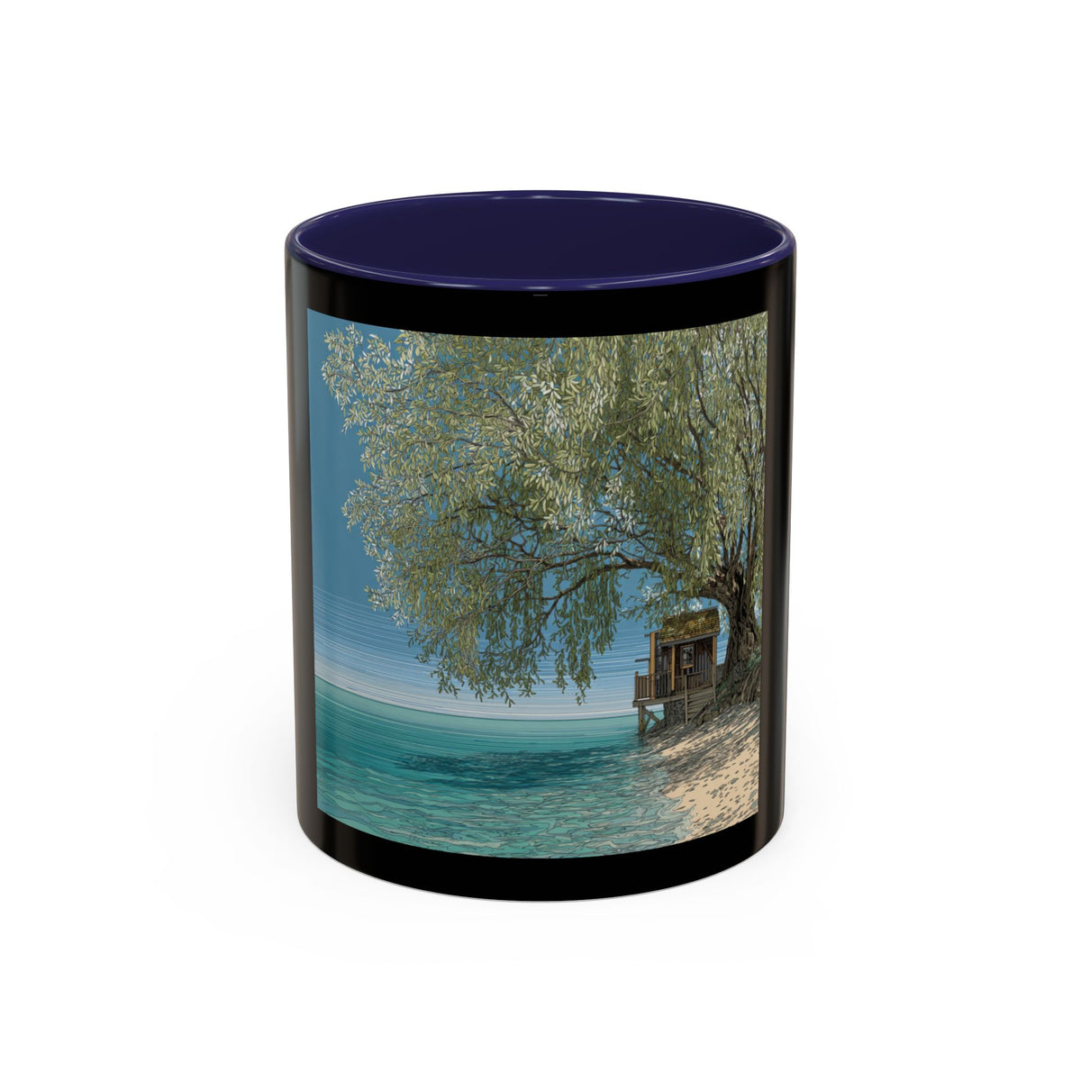 Coastal Cabin Beach Scene Accent Coffee Mug