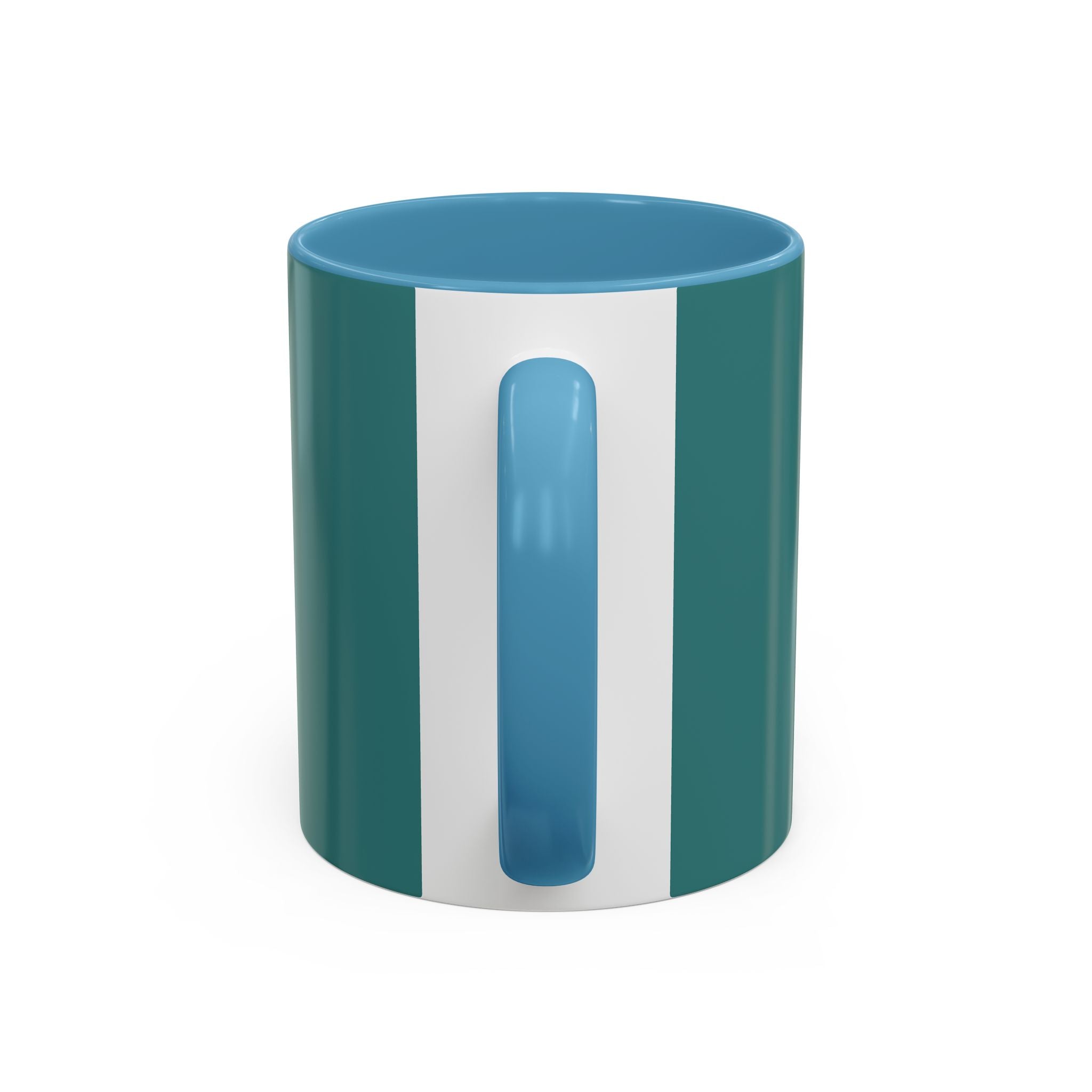 Surfing Art Coffee Mug — Teal Accent Ceramic Mug with Surfer Painting (11/15 oz)
