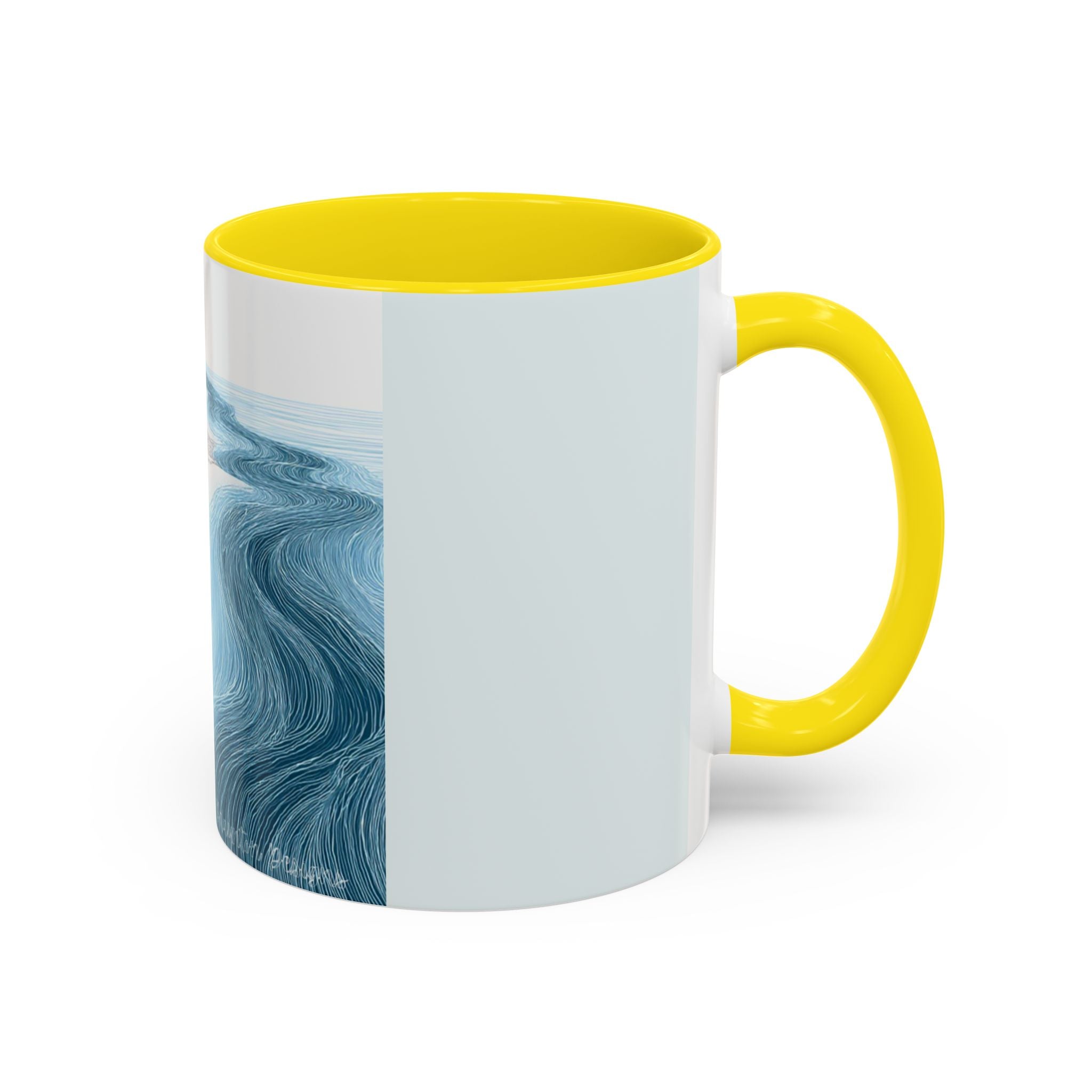 Blue Wave Accent Coffee Mug — Ocean Brushstroke Art (11/15oz)