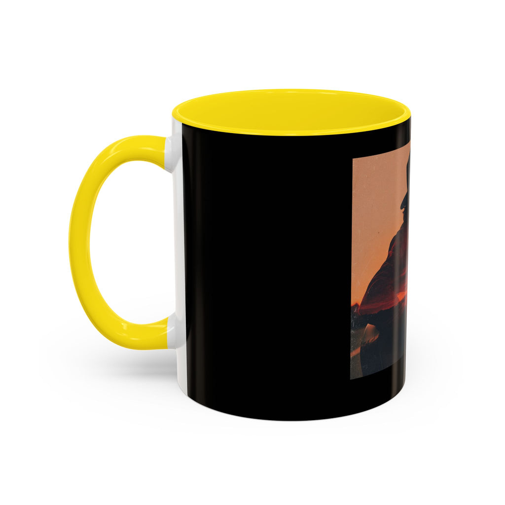 Sunset Guitarist Accent Coffee Mug — Silhouette Music Lover Gift