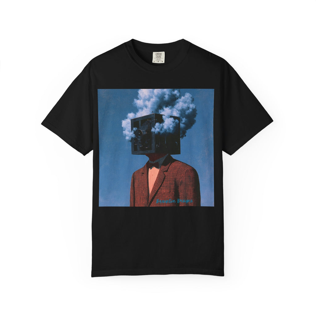 Surreal Smoke-Head Art T-Shirt — Vintage Suit Illustration