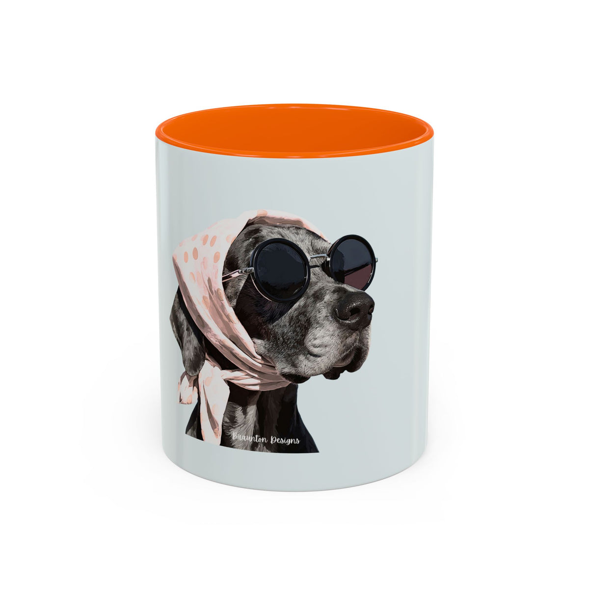 Retro Dog Coffee Mug — Chic Pup with Scarf & Sunglasses Accent Mug