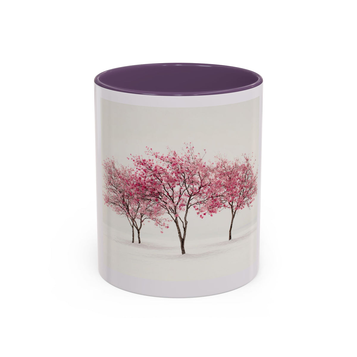 Cherry Blossom Accent Coffee Mug — Pink Tree Ceramic Mug (11/15oz)