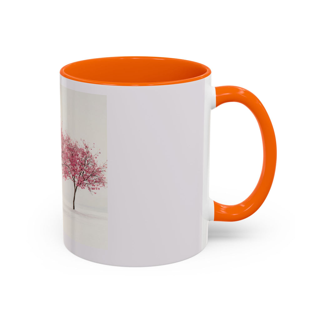 Cherry Blossom Accent Coffee Mug — Pink Tree Ceramic Mug (11/15oz)