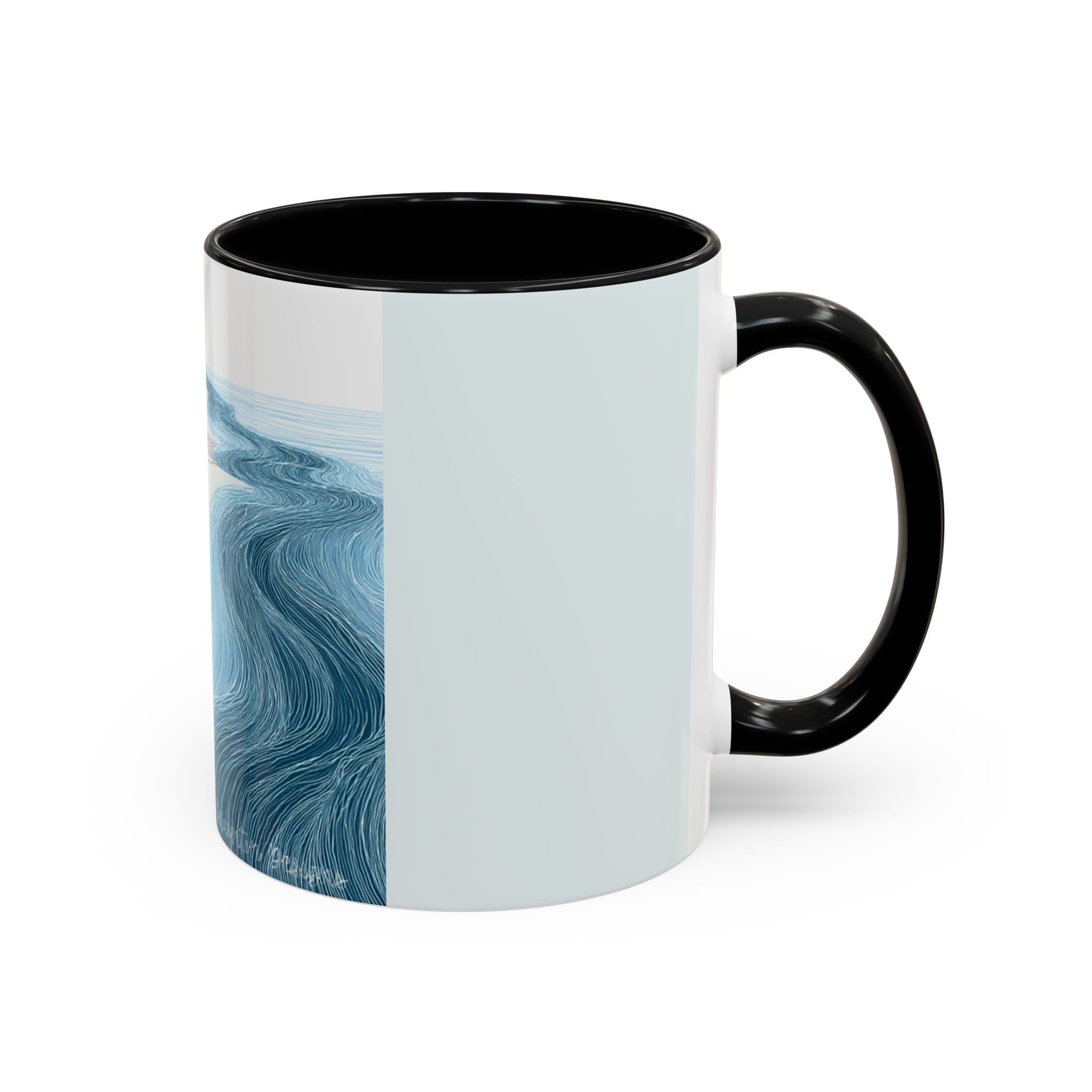Blue Wave Accent Coffee Mug — Ocean Brushstroke Art (11/15oz)