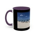 Beach Umbrellas Photo Coffee Mug — Scenic Oceanfront 11/15oz Accent Mug
