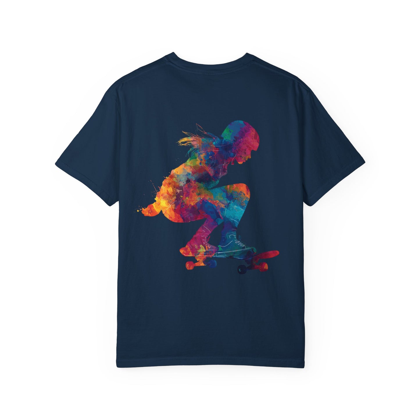 Colorful Skateboard Silhouette T-shirt | Skateboarder Art