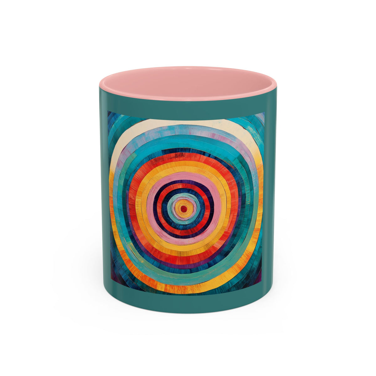 Colorful Concentric Circle Accent Coffee Mug – Vibrant Retro Art Design (11/15oz)