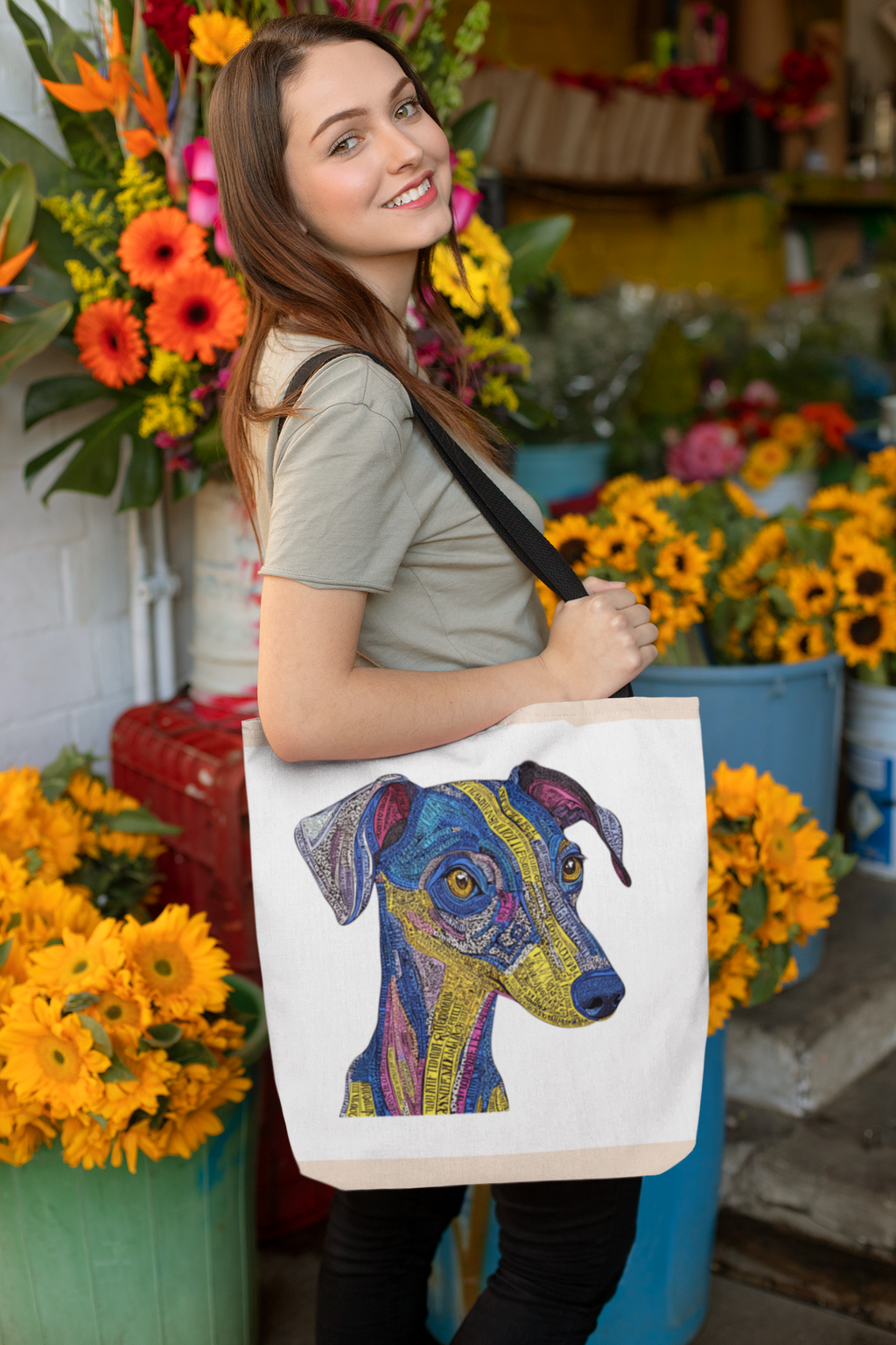 Vibrant Dog Art Tote Bag - Pet Lover Gift, Eco-Friendly Shopping Bag, Animal Lover Accessory, Dog Owner Essentials