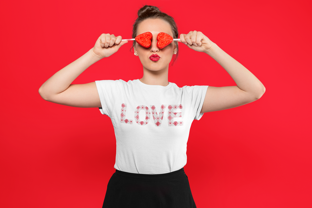 Love Heart Pattern T-Shirt | LOVE floral typography tee