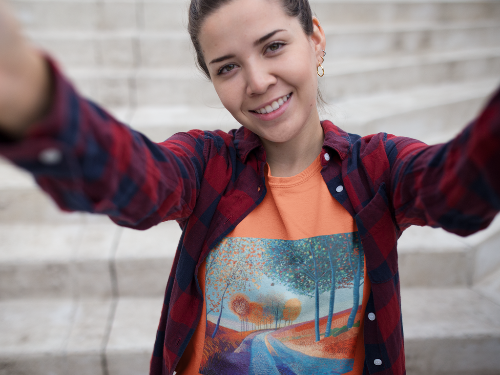 Colorful Scenic Women's Tee, Nature Lover T-Shirt, Casual Wear, Gift for Her, Art-Inspired Top, Bohemian Style Shirt