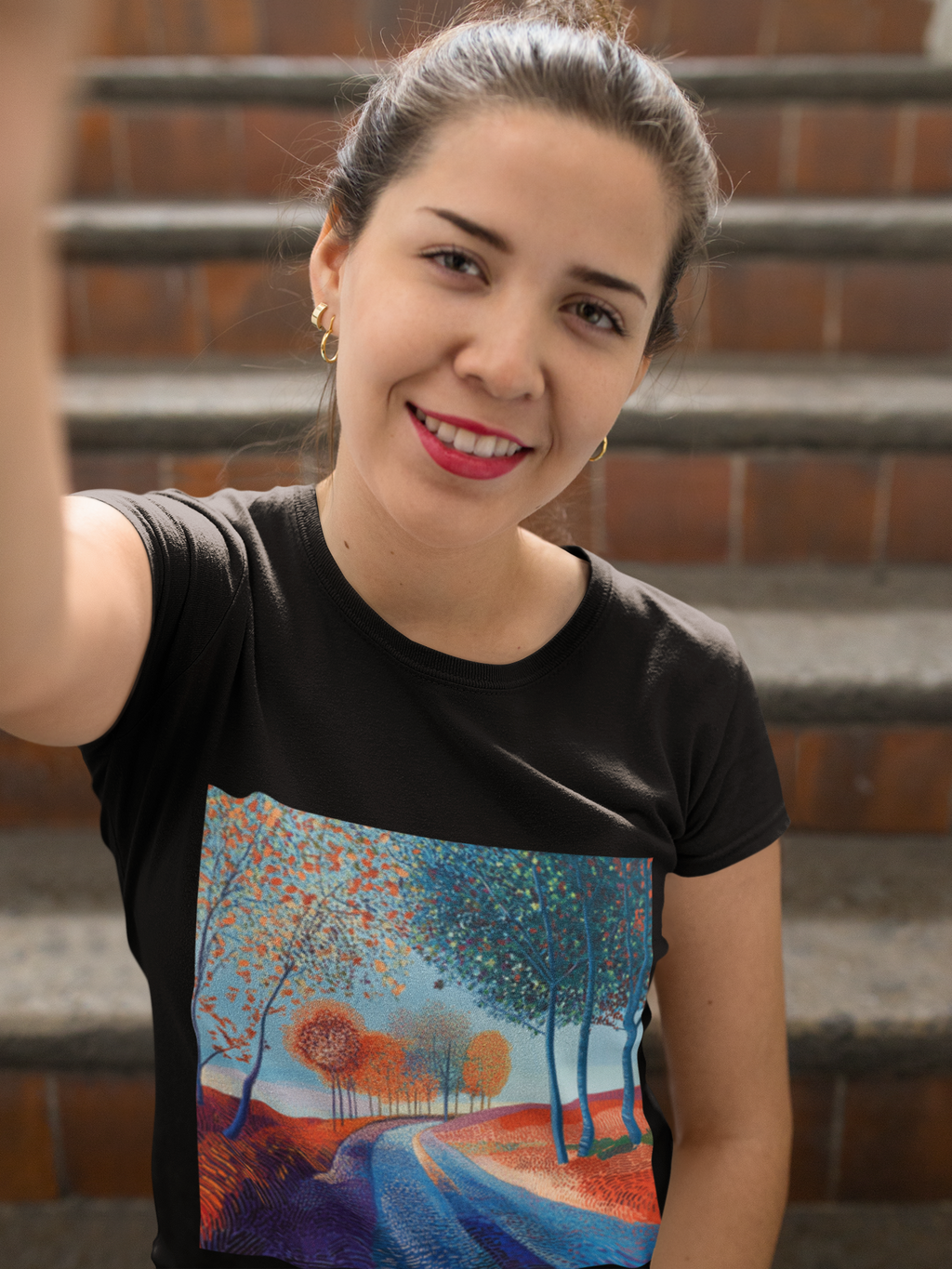 Colorful Scenic Women's Tee, Nature Lover T-Shirt, Casual Wear, Gift for Her, Art-Inspired Top, Bohemian Style Shirt