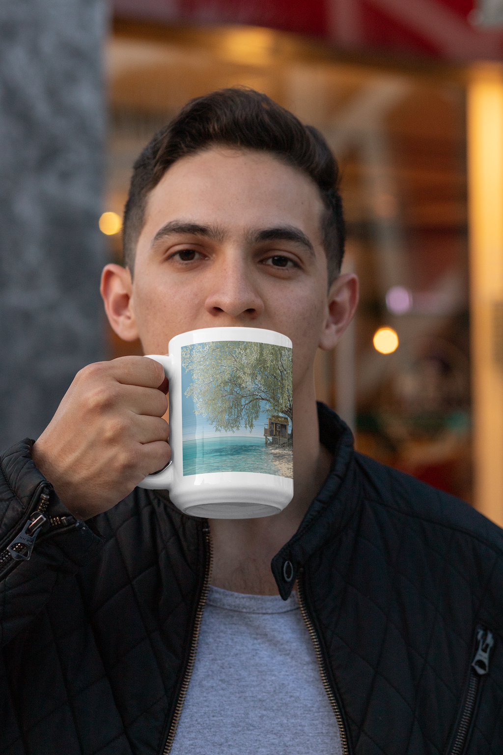 Tranquil Beach Scene Mug, Coastal Coffee Cup, Ocean Lover Gift, Summer Vibes Mug, Beach House Décor, Nature-Inspired Drinkware