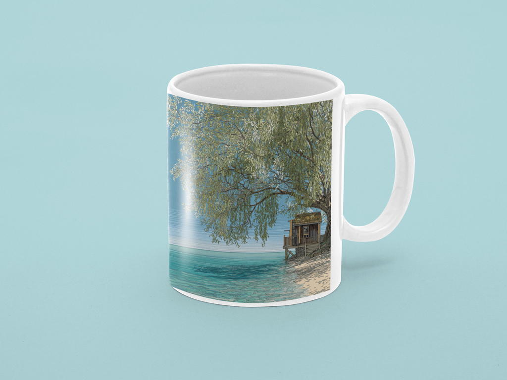 Tranquil Beach Scene Mug, Coastal Coffee Cup, Ocean Lover Gift, Summer Vibes Mug, Beach House Décor, Nature-Inspired Drinkware