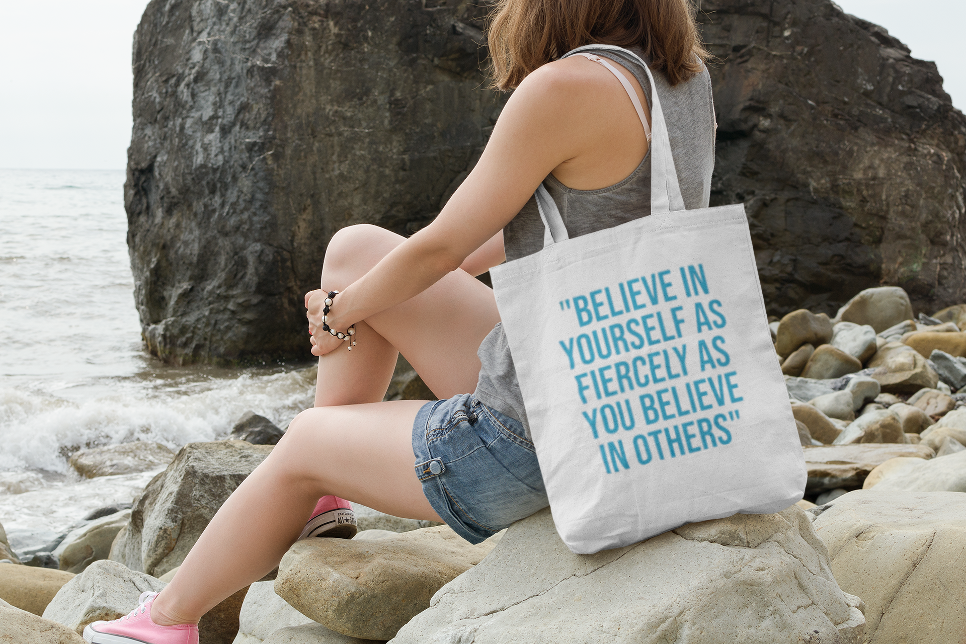 Positive Stylish Cotton Tote Bag | Eco-Friendly Shopping, Reusable, Everyday Use, Gift for Her, Travel Companion