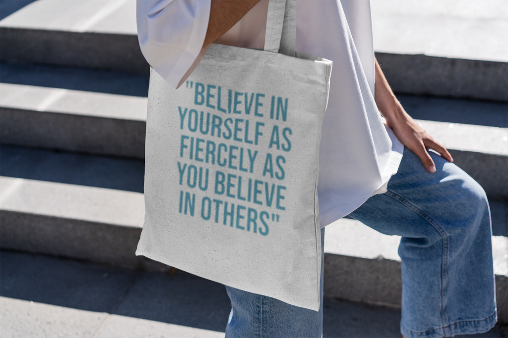 Positive Stylish Cotton Tote Bag | Eco-Friendly Shopping, Reusable, Everyday Use, Gift for Her, Travel Companion