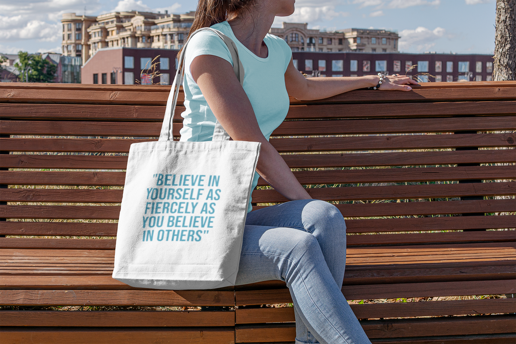 Positive Stylish Cotton Tote Bag | Eco-Friendly Shopping, Reusable, Everyday Use, Gift for Her, Travel Companion