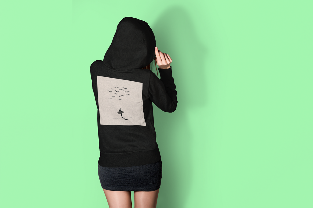 Comfy Surfer Hoodie, Coastal Vibes Hooded Sweater, Unisex Fall Surf Apparel