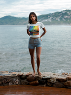 Artistic Crop Tee, Colourful Women's Top, Gym Wear Shirt, Gift for Her, Bright Casual Clothing - Women's Crop Top, Workout Tee, Graphic Tee,