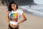 Artistic Crop Tee, Colourful Women's Top, Gym Wear Shirt, Gift for Her, Bright Casual Clothing - Women's Crop Top, Workout Tee, Graphic Tee,