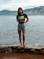 Artistic Crop Tee, Colourful Women's Top, Gym Wear Shirt, Gift for Her, Bright Casual Clothing - Women's Crop Top, Workout Tee, Graphic Tee,