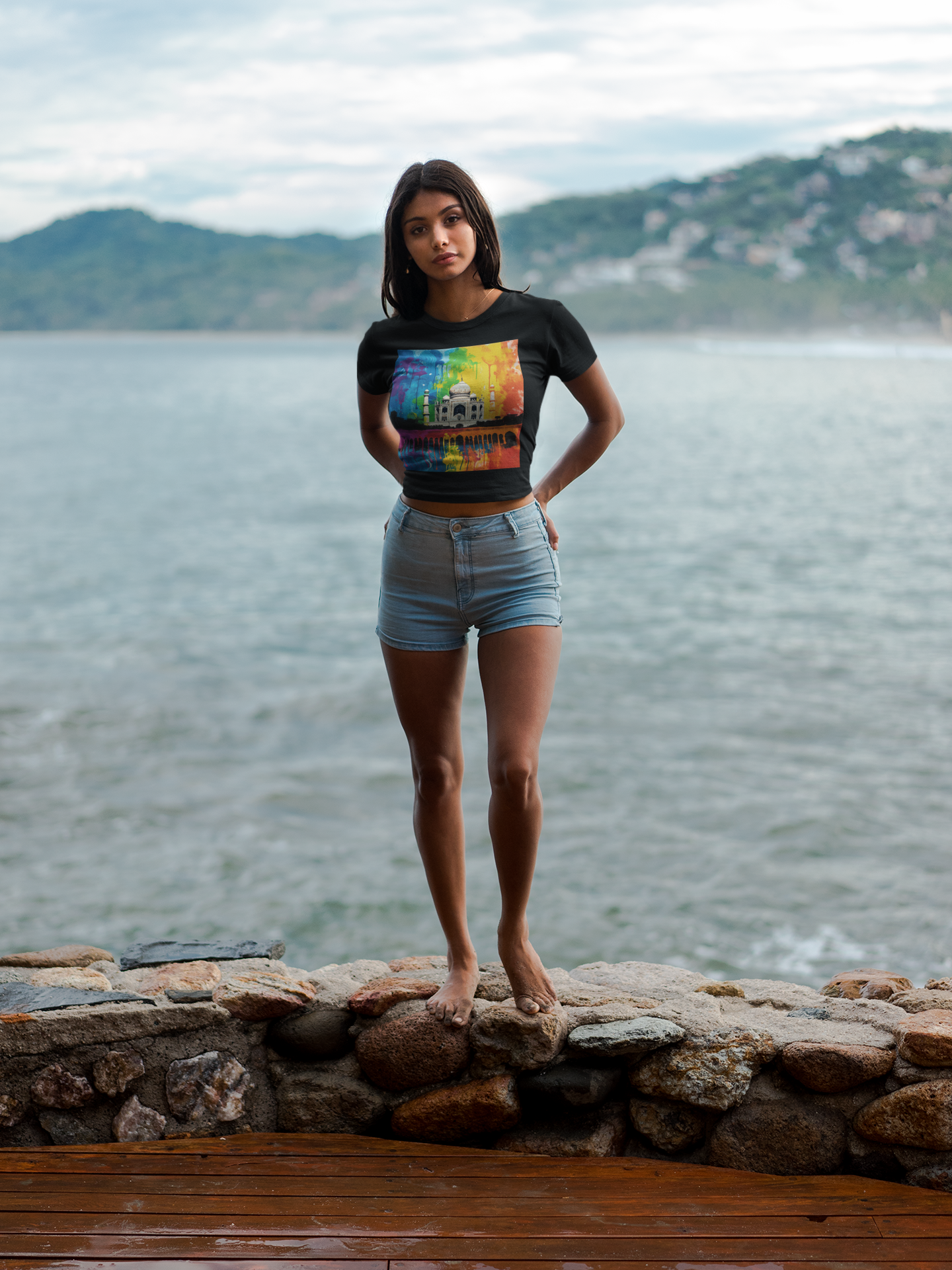 Artistic Crop Tee, Colourful Women's Top, Gym Wear Shirt, Gift for Her, Bright Casual Clothing - Women's Crop Top, Workout Tee, Graphic Tee,