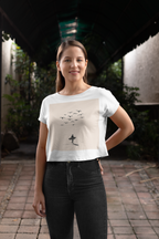 Nature-Inspired Women's Crop Tee, Gifts for Her, Beach/Gym Top, Comfy Everyday Wear