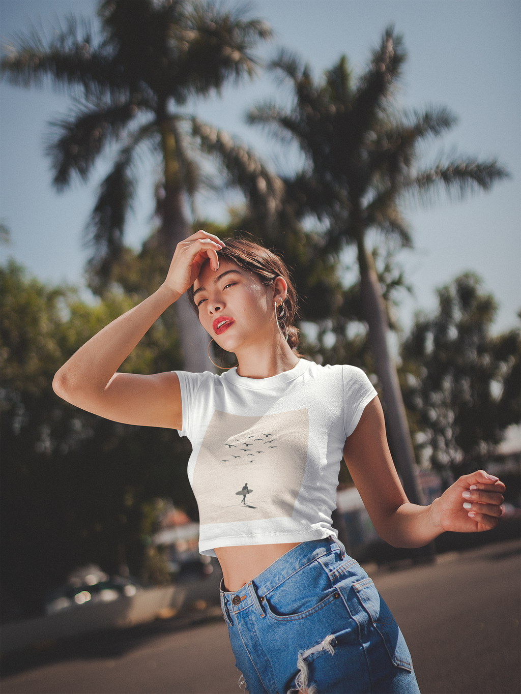 Nature-Inspired Women's Crop Tee, Gifts for Her, Beach/Gym Top, Comfy Everyday Wear