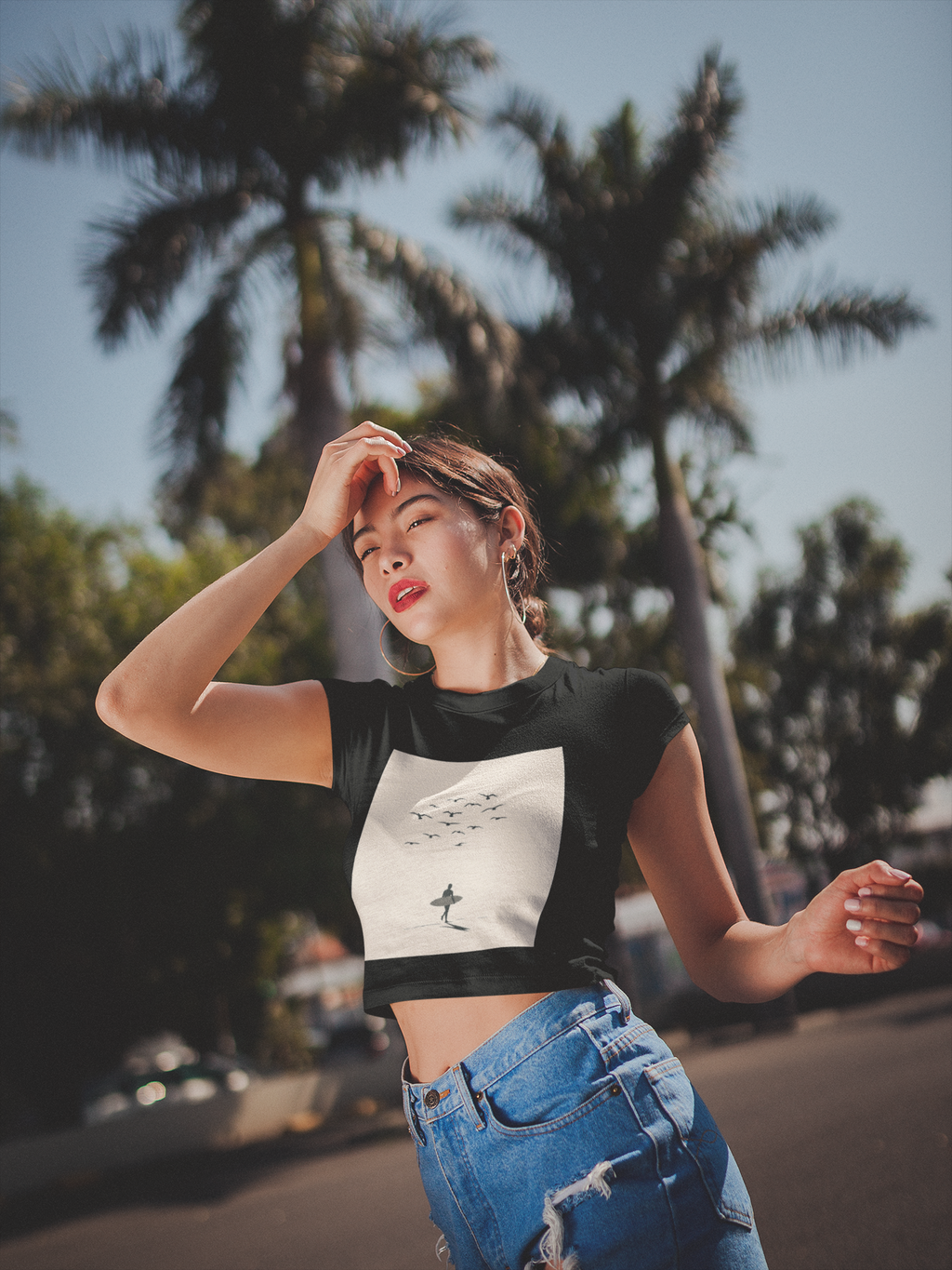 Nature-Inspired Women's Crop Tee, Gifts for Her, Beach/Gym Top, Comfy Everyday Wear